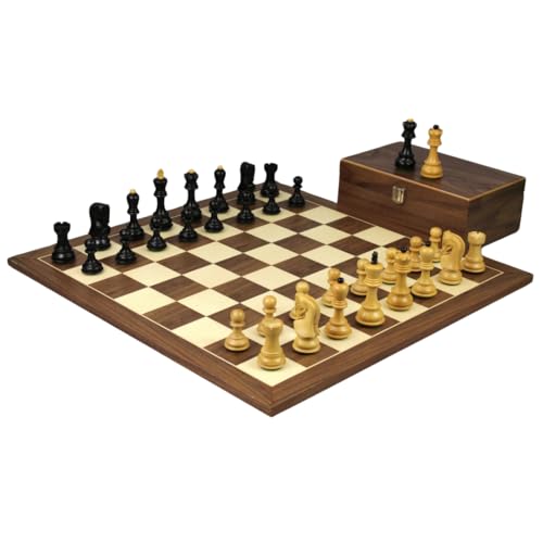 53,3 cm Walnuss-Schach-Set – gewichtete Ebonisierte Zagreb Staunton-Stücke, 9,5 cm von Chessgammon