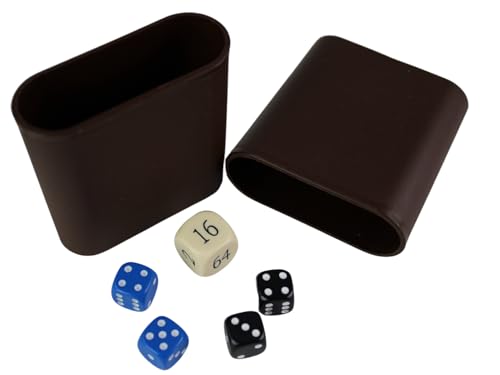 Backgammon Ersatzwürfel und Würfelbecher - Double Cream Würfel - Blau und Schwarz Würfel von Chessgammon