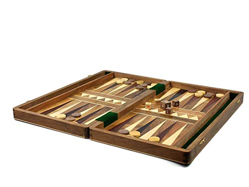 Backgammon-Set aus Holz, handgefertigt, eingelegt, zusammenklappbar, 25,4 cm von Chessgammon