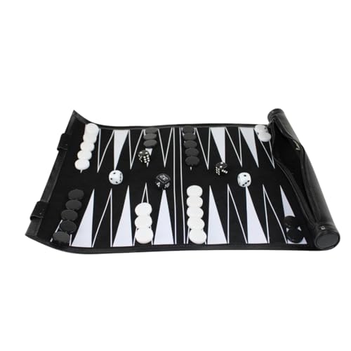 Black Travel Roll Up Backgammon-Set 33 cm von Chessgammon