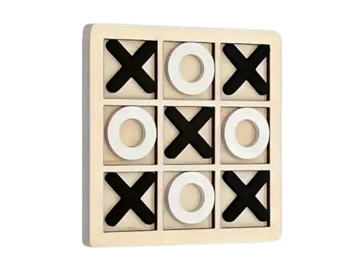 Black Wooden Noughts & Crosses, Tic Tac Toe, 3 In A Row Family Game Set von Chessgammon