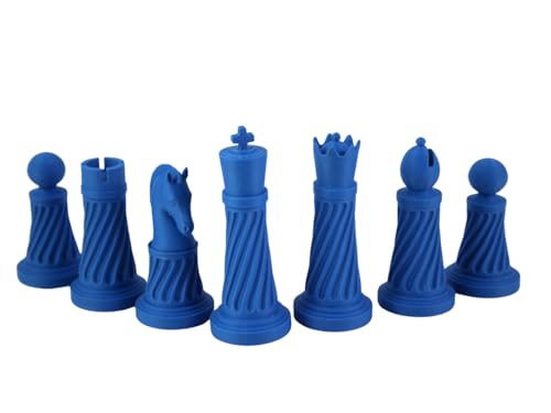 Blaue 3D PLA Acryl Staunton Schachfiguren mit Kordelzugbeutel von Chessgammon