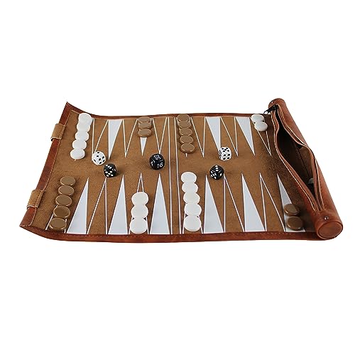 Braunes Reise-Backgammon-Set zum Aufrollen, 33 cm von Chessgammon