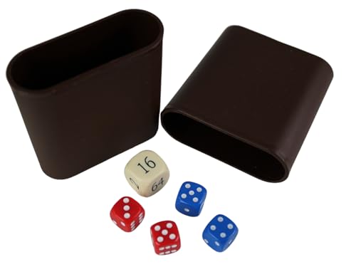 Chessgammon Backgammon-Würfel-Set und Würfelbecher, cremefarbener Doppelwürfel, rote und blaue Würfel von Chessgammon