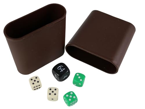 Chessgammon Backgammon-Würfel-Set und Würfelbecher, schwarzer Doppelwürfel, cremefarben und grün von Chessgammon