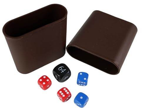 Chessgammon Backgammon-Würfel-Set und Würfelbecher, schwarzer Doppelwürfel, rote und blaue Würfel von Chessgammon