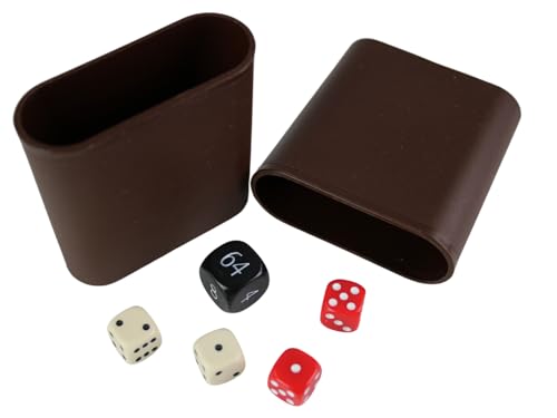 Chessgammon Backgammon-Würfel-Set und Würfelbecher, schwarzer Doppelwürfel, rote und cremefarbene Würfel von Chessgammon