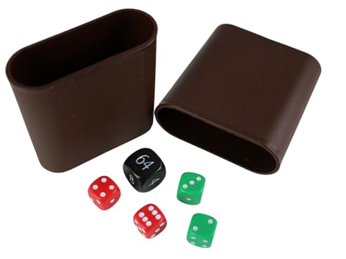 Chessgammon Backgammon-Würfel-Set und Würfelbecher, schwarzer Doppelwürfel, rote und grüne Würfel von Chessgammon