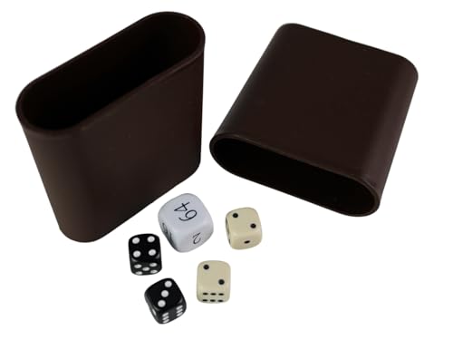 Chessgammon Backgammon-Würfel-Set und Würfelbecher, weißer Doppelwürfel, cremefarben und schwarz von Chessgammon