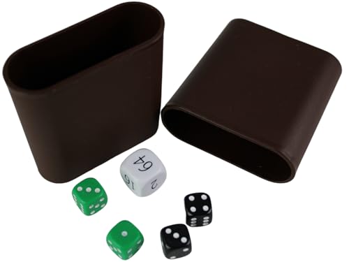 Chessgammon Backgammon-Würfel-Set und Würfelbecher, weißer Doppelwürfel, grüne und schwarze Würfel von Chessgammon