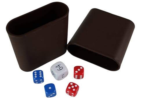 Chessgammon Backgammon-Würfel-Set und Würfelbecher, weißer Doppelwürfel, rote und blaue Würfel von Chessgammon