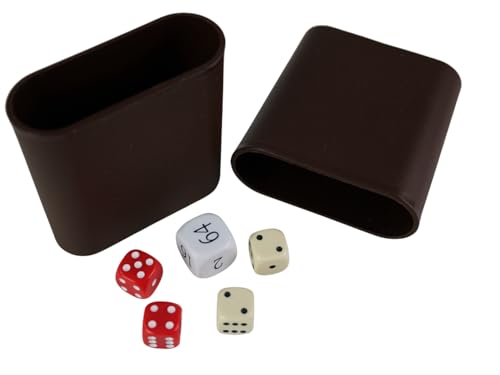 Chessgammon Backgammon-Würfel-Set und Würfelbecher, weißer Doppelwürfel, rote und cremefarbene Würfel von Chessgammon