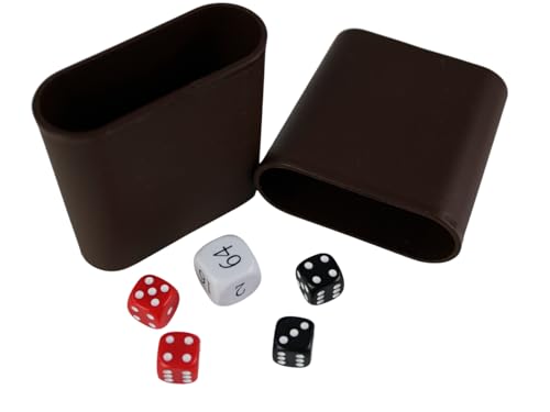 Chessgammon Backgammon-Würfel-Set und Würfelbecher, weißer Doppelwürfel, rote und schwarze Würfel von Chessgammon