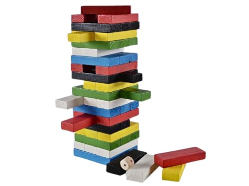 Chessgammon Farbige Tumbling Tower Holzblöcke Familienspiel 7,1 Zoll von Chessgammon