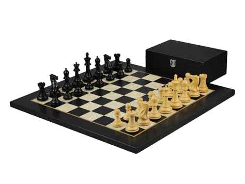 Ebenholz-Schach-Set, 50,8 cm, mit Helena-Perlmutt-Flachbrett, beschwert, Ebonisiert, professionelle Morphy Staunton Schachfiguren, 9,5 cm von Chessgammon