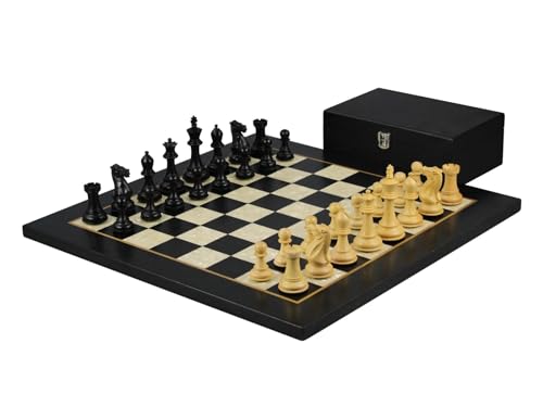 Ebenholz-Schach-Set, 50,8 cm, mit Helena-Perlmutt-Flachbrett, gewichtete Ebonisierte, Executive Staunton Schachfiguren – 9,5 cm von Chessgammon