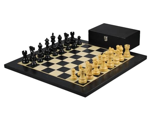 Ebenholz-Schach-Set – 50,8 cm mit Helena Flat Board – gewichtete Ebonisierte Executive Staunton Schachfiguren – 9,5 cm von Chessgammon