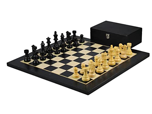 Ebenholz-Schach-Set – 50,8 cm mit Helena Flat Board – gewichtete Ebonisierte französische Ritter Staunton Schachfiguren – 9,5 cm von Chessgammon