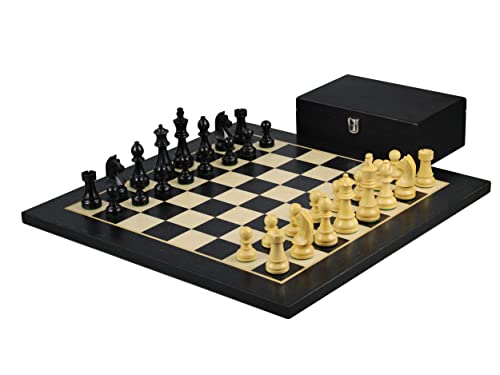 Ebenholz Schachset - 50,8 cm mit Helena Flat Board - Gewichtete Ebonisierte deutsche Staunton Schachfiguren - 9,5 cm von Chessgammon