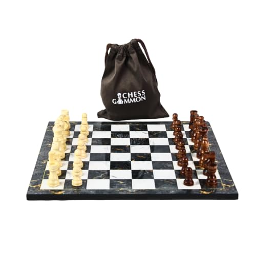 Graues Marmor-Design, Schachspiel, 35,6 cm von Chessgammon