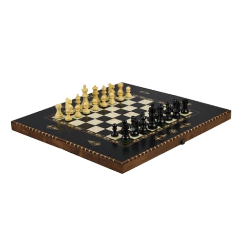 Helena Rural Ebony Chess - Backgammon-Set - Ebonisierte französische Staunton-Stücke, 50,8 cm von Chessgammon