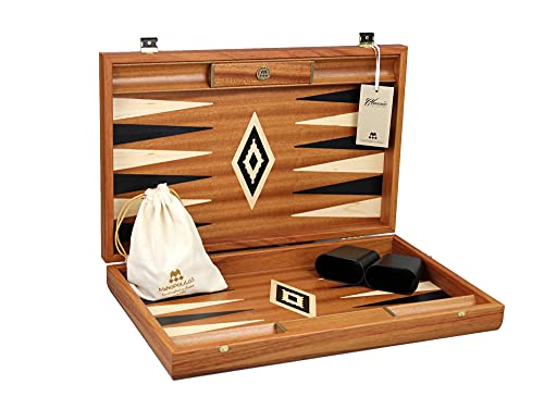 Hölzernes Manopoulos Backgammon-Set Mahagoni - 23" Aufbewahrungsständer inklusive von Chessgammon