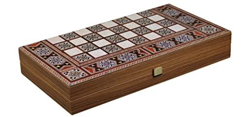 Hölzernes Manopoulos Backgammon Set Perlmutt - 15" von Chessgammon