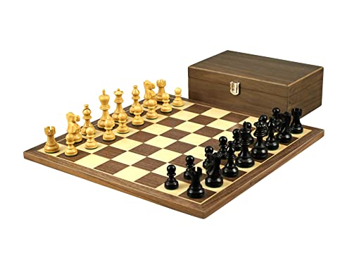 Holz-Schach-Set, Walnussbrett, 40,6 cm, beschwert, Ebenholz, klassische Staunton-Stücke, 7,6 cm von Chessgammon