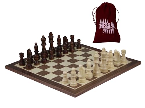 Holzschach-Set mit Schachfiguren und Schachtasche, 35,6 cm von Chessgammon