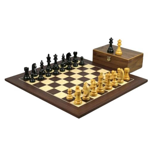 Macassar-Schach-Set, 50,8 cm, gewichtetes Ebenholz, deutsche Staunton-Stücke, 9,5 cm von Chessgammon