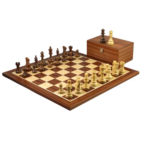 Mahagoni Schachset 53,3 cm mit beschwertem Sheesham Atlantic Classic Staunton Schachfiguren 9,5 cm von Chessgammon