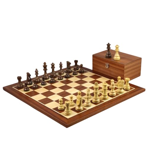 Mahagoni Schachset 53,3 cm mit beschwertem Sheesham Staunton Französischer Ritter Schachfiguren 9,5 cm von Chessgammon