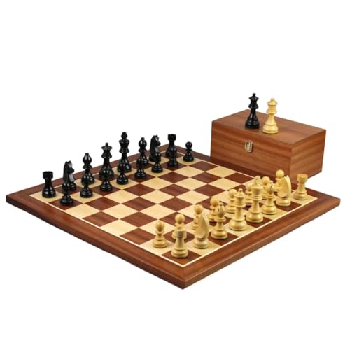 Mahagoni Schachset 53.3 cm mit gewichteten Ebonisierten deutschen Staunton Schachfiguren 9,5 cm von Chessgammon