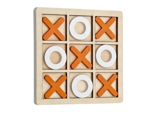 Orange Wooden Noughts & Crosses, Tic Tac Toe, 3 In A Row Family Game Set von Chessgammon