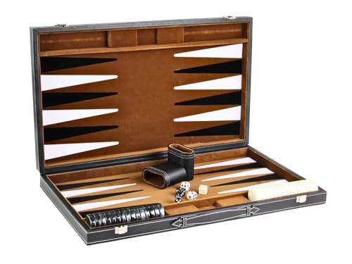 Rustikales braunes Leder-Backgammon-Set, 53,3 cm von Chessgammon