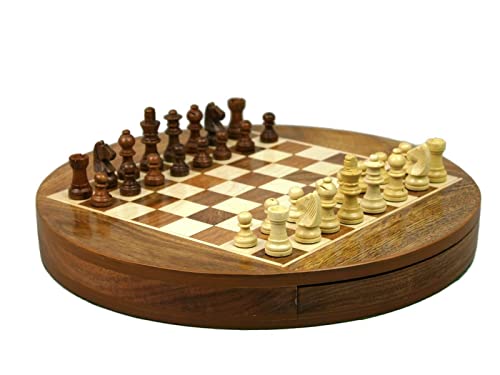 Schachspiel aus Massivholz, rund, 30,5 cm von Chessgammon