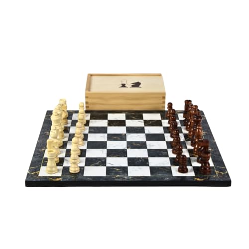 Schachset mit Aufbewahrungsbox, 35,6 cm, graues Marmor-Design von Chessgammon