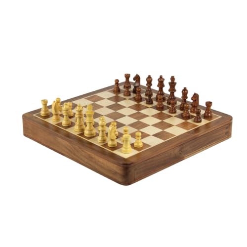 Schachspiel aus massivem Holz, quadratisch, 35,6 cm von Chessgammon