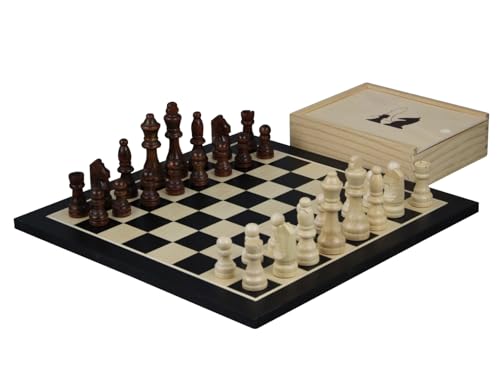 Schwarz-Weiß-Schach-Set mit Schachfiguren und Schachbox, 35,6 cm von Chessgammon