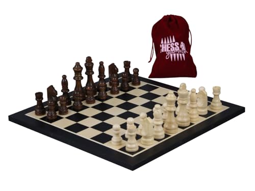 Schwarz-Weiß-Schach-Set mit Schachfiguren und Schachtasche, 35,6 cm von Chessgammon