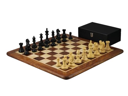 Sheesham-Schach-Set, 50,8 cm, flaches Brett aus Sheesham, Ebonisiert, wilde Ritter-Schachfiguren, 9,5 cm von Chessgammon