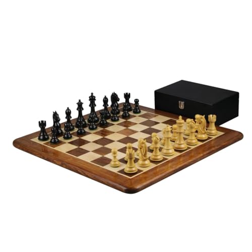 Sheesham-Schach-Set, flaches Schachbrett, Brautschmuck, Staunton, 9,5 cm, 50,8 cm von Chessgammon