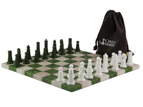 Staunton Schachfiguren aus Kunstleder, personalisierbar, 3D-Acryl, mit Kordelzugbeutel, 35,6 cm, Grün von Chessgammon