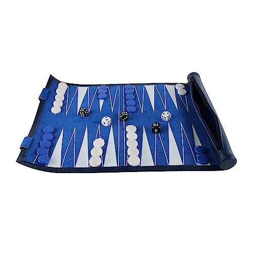 Chessgammon Travel Roll Up Backgammon-Set, 33 cm, Blau für 2 Spieler ab 18 Jahren von Chessgammon