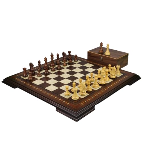 Walnuss-Schach-Set, 50,8 cm, mit Helena-Schachbrett und beschwertem Sheesham Fierce Knight (Queens Gambit) Staunton Schachfiguren 9,5 cm von Chessgammon