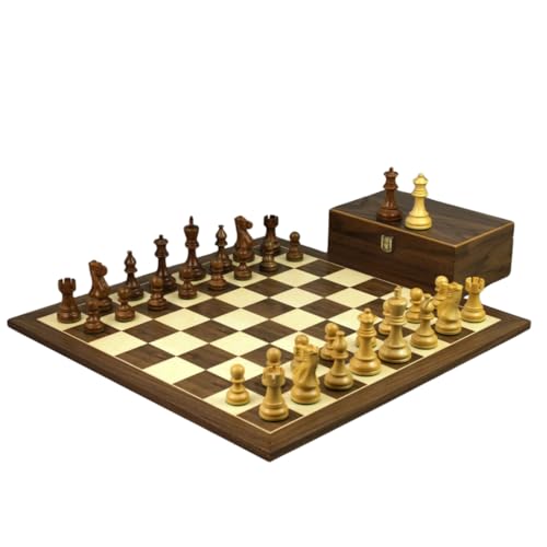 Walnuss-Schach-Set, 50,8 cm, mit beschwertem Sheesham, klassische Staunton-Schachfiguren, 9,5 cm von Chessgammon