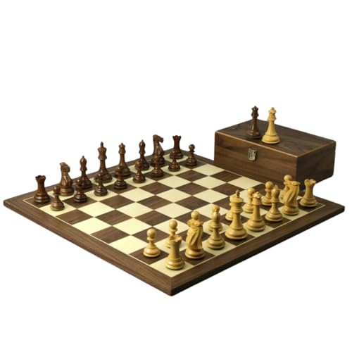 Walnuss-Schach-Set, 53,3 cm, mit gewichteter Sheesham-Morphy-Serie, professionelle Staunton-Schachfiguren, 9,5 cm von Chessgammon