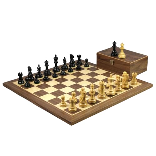 Walnuss Schachset 53.3 cm mit gewichteten Ebonisierten Atlantic Series Classic Staunton Schachfiguren 9,5 cm von Chessgammon