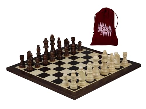 Wenge Schachset mit Schachfiguren und Schachtasche, 35,6 cm von Chessgammon