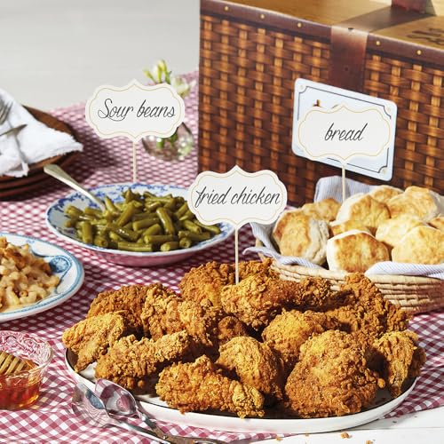 Tafel Zum Beschriften,24PCS Buffet Schilder Zum Beschriften,Fähnchen Zum Beschriften,Buffet Schilder,Zahnstocher Flaggen,Käsemarke,Buffet Etiketten,Leere Zahnstocher Etiketten,Etiketten Kuchen Weiß von ChicQuench